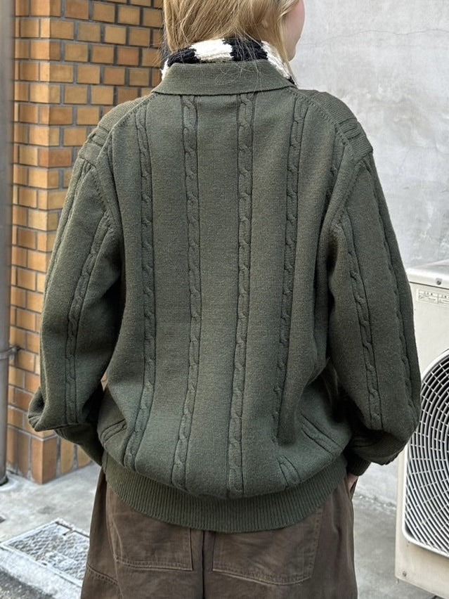 受注制【Chikashitsu +】cable lib knit cardigan (3color)