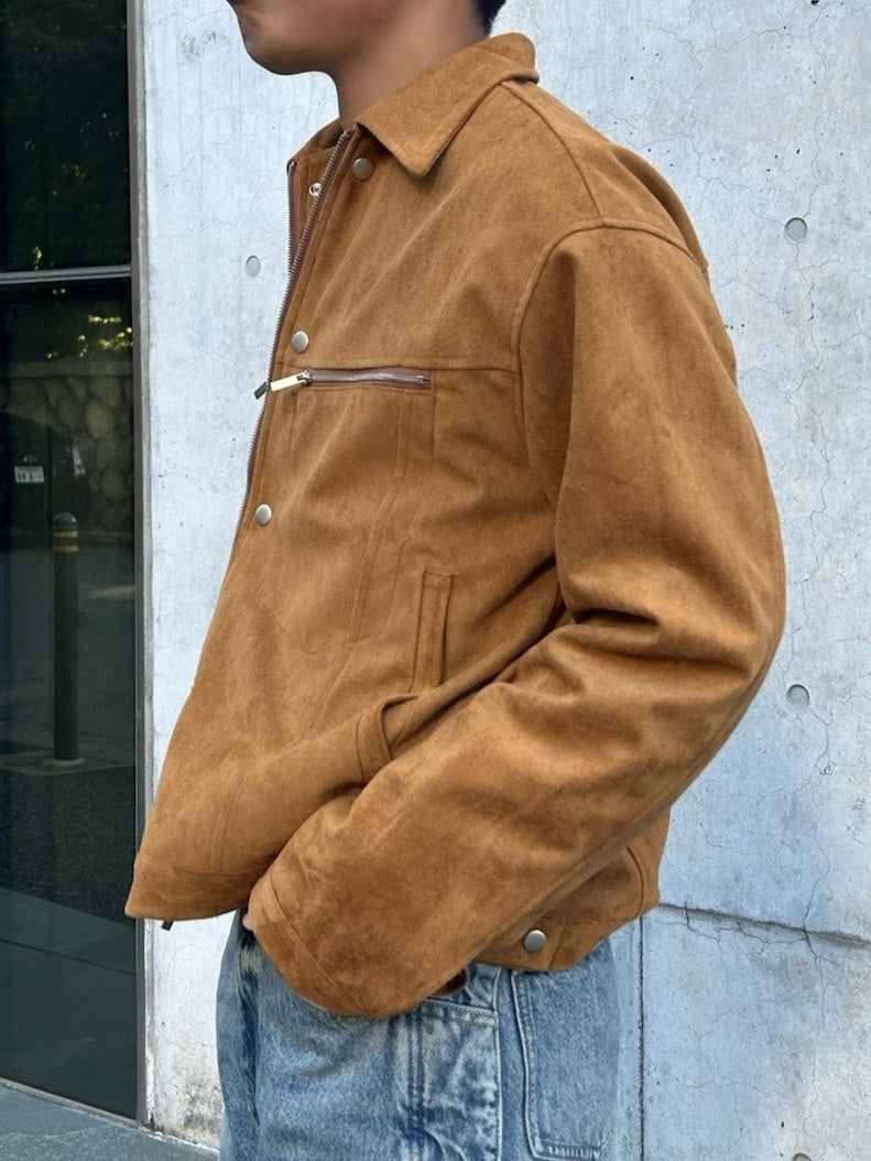 受注制【Chikashitsu +】fake suede zipper blouson (3color) /【チカシツプラス】フェイクスエードスナップボタン＆ジッパーブルゾン
