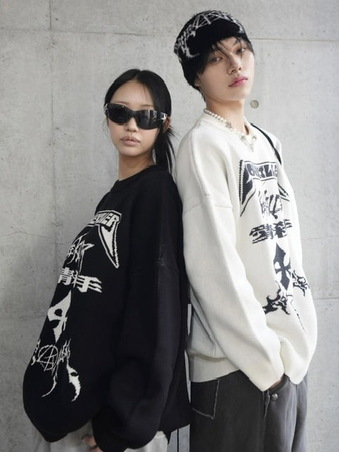 【LOVE KILLER】Total logo oversize knit