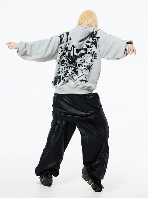 【HOLY NUMBER 7】Oversized Hip Hop fit Star Overgraphic Hoodie