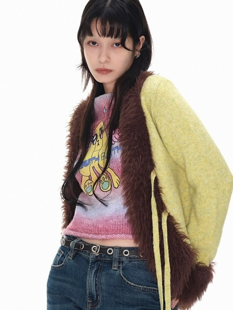 【YOUTHBATH】Fur collar cardigan