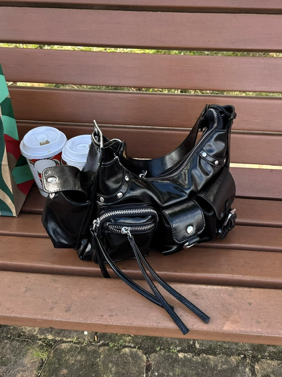 国際配送【RENOL】multi pocket leather bag