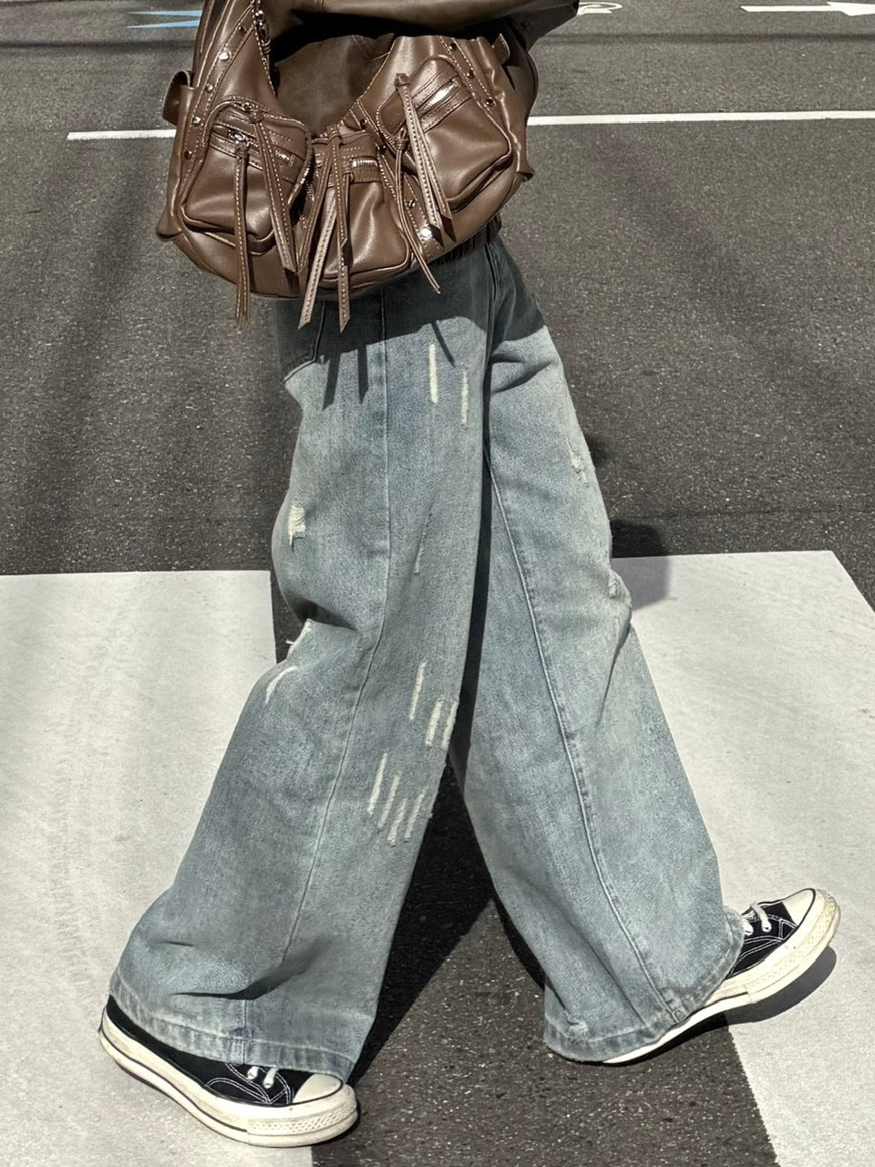 国際配送【RENOL】damage denim wide pants