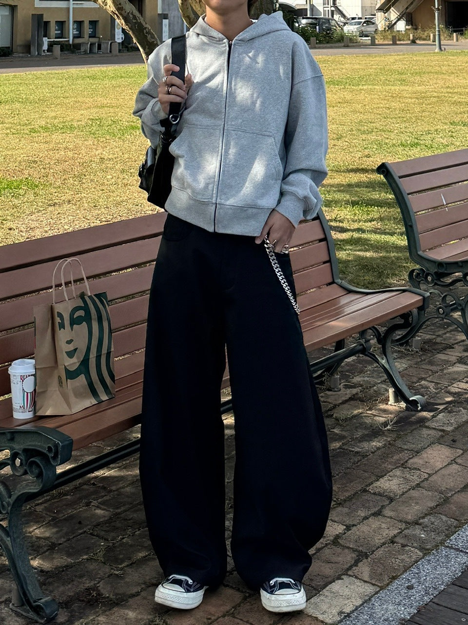 国際配送【RENOL】cropped zip up hoodie (2color)