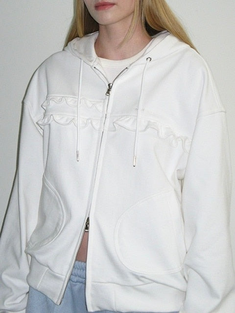 【CRANK】FRILL ZIP-UP HOODIE