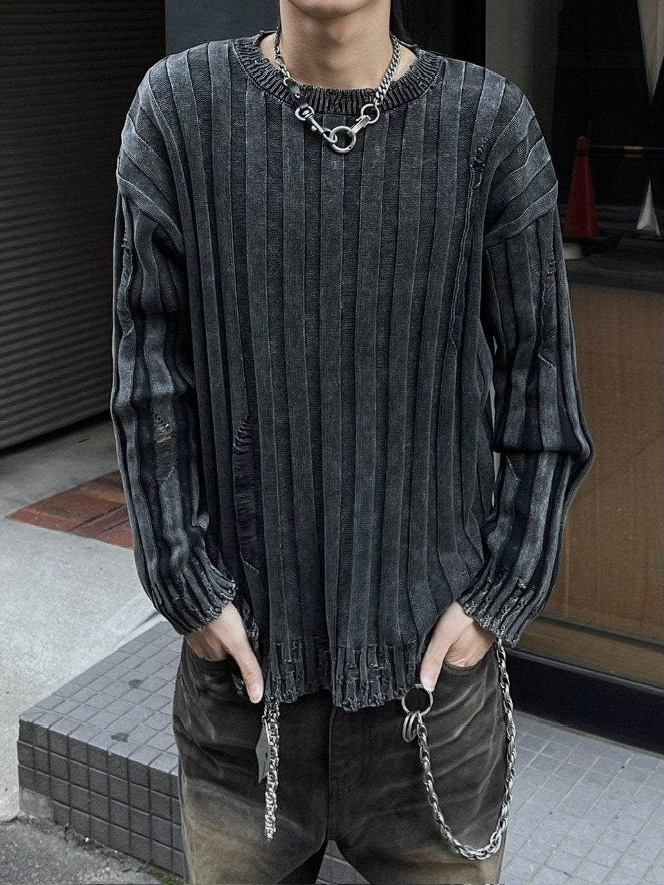 受注制【Chikashitsu +】dirty washing rib knit (2color)