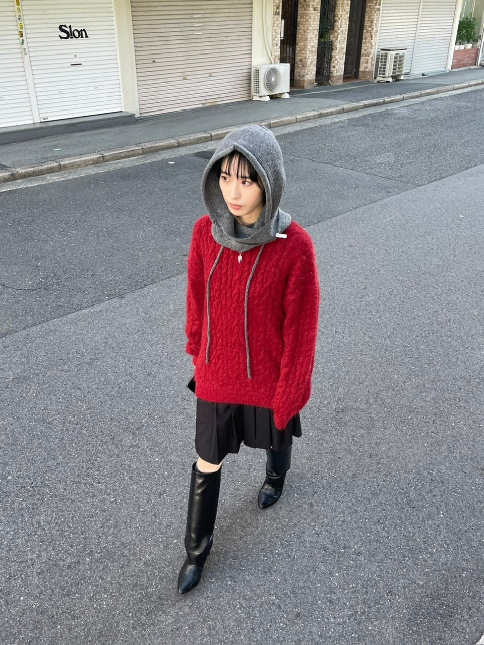 受注制【Chikashitsu +】angora like cable knit (3color)