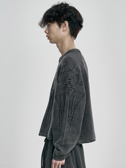 【AJOBYAJO】Cross Symbol Cropped Sweater