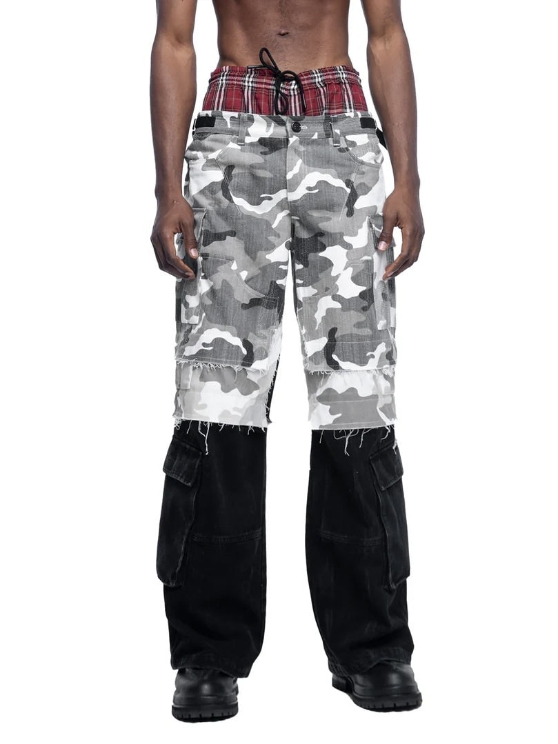 【The Boy Has No Patience】Prince Of Darkness Camouflage Stitching Four-In-One Overalls