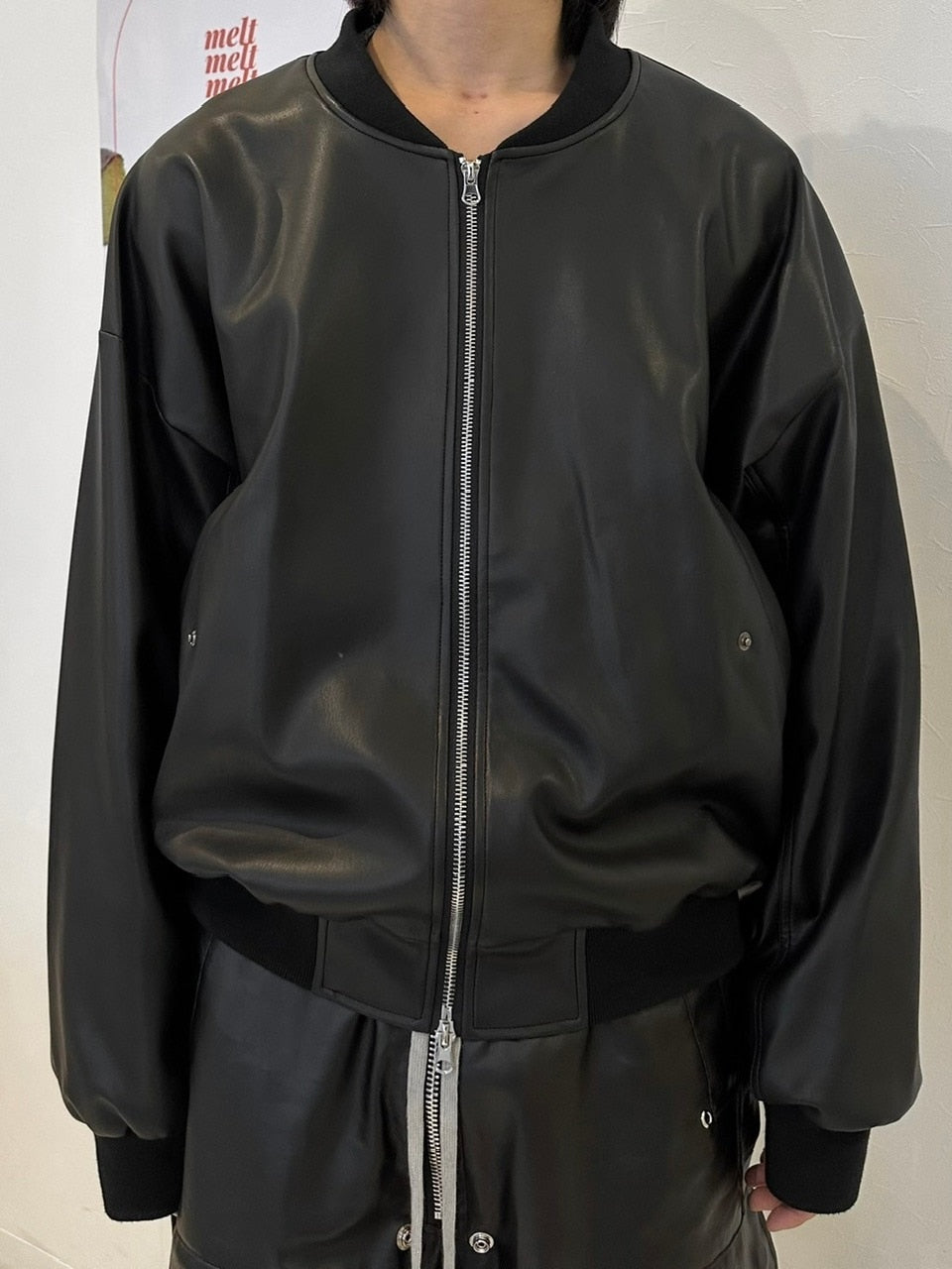 国際配送【LUV CODE】double zip up leather jacket