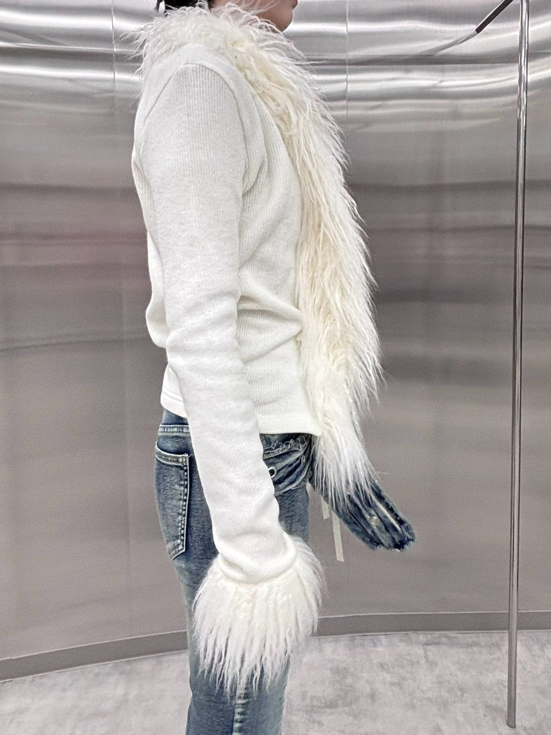 受注制【nmtc +】fur cardigan (4color) / 【エヌエムティーシープラス】ファー長袖カーディガン