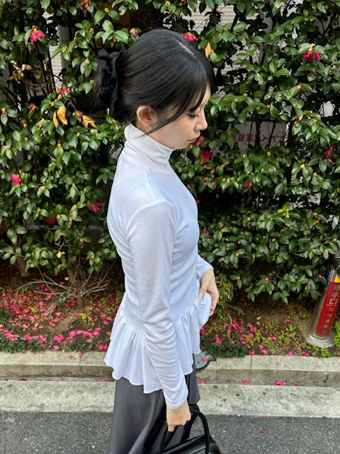 受注制【oaks】frill high neck long sleeve (2color)