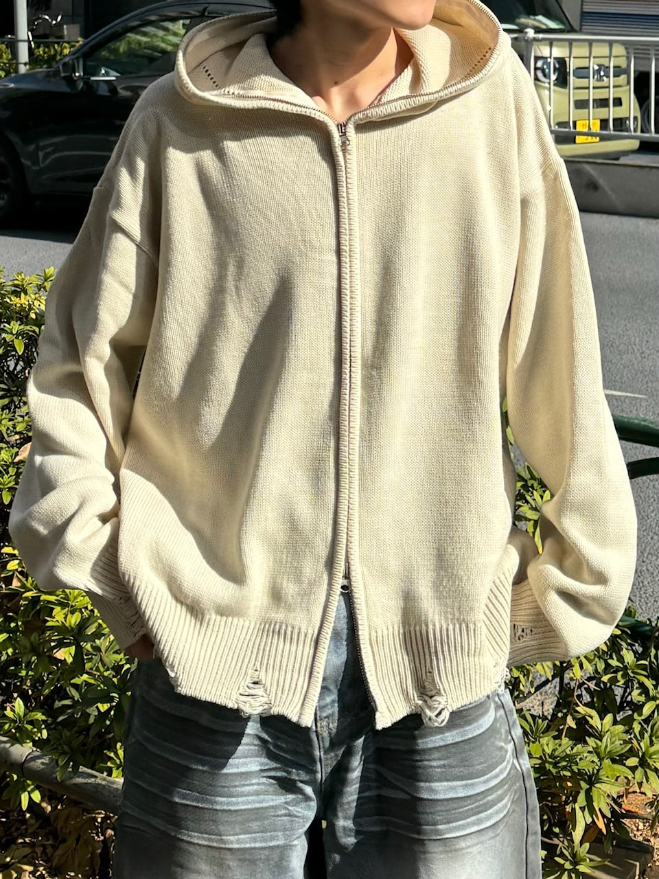 大阪店WEB限定受注制【Chikashitsu +】full zip up knit hoodie (3color)