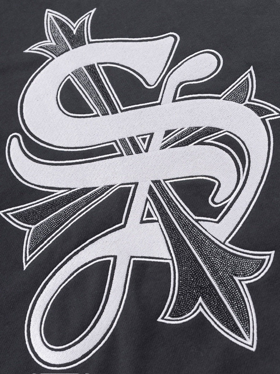 【SUPPLIER】2-Tone Rhinestone Cross Zip Hoodie