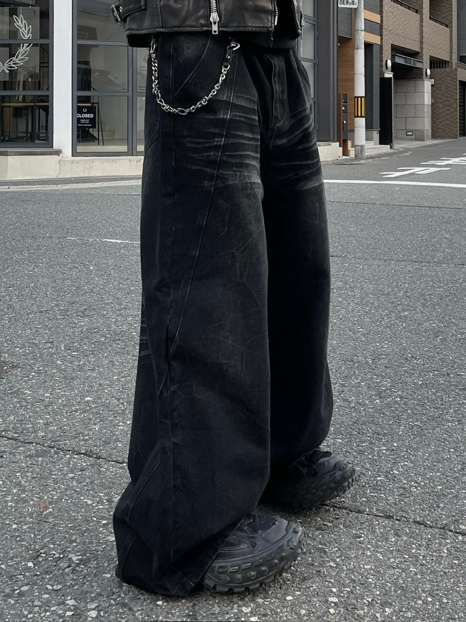 受注制【Chikashitsu +】curve stitch wide denim pants / 【チカシツプラス】カーブステッチワイドデニムパンツ