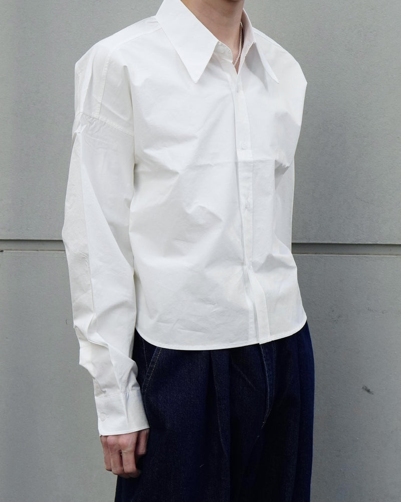 東京店WEB限定受注制【Chikashitsu +】Loose fit cropped shirt (2color)