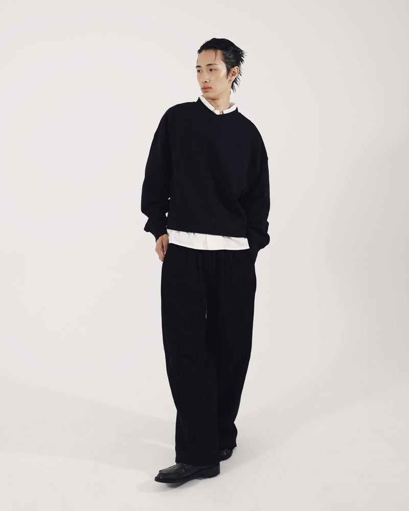 【CS】cropped vneck sweat shirt (black)