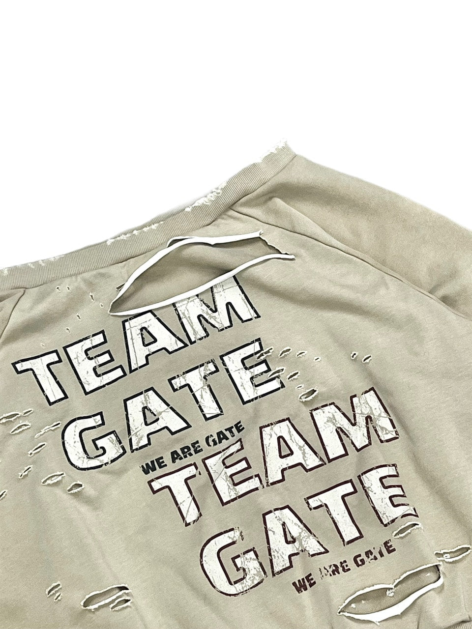 受注制【Never mind the XU】damage off shoulder sweat (2color)