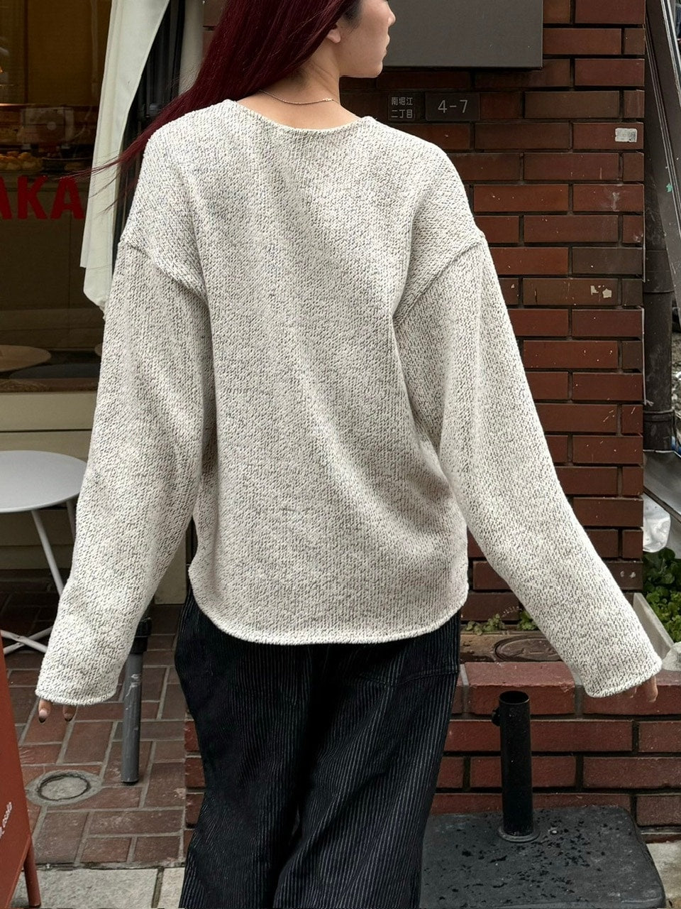 受注制【Chikashitsu +】loose fit round knit (4color)