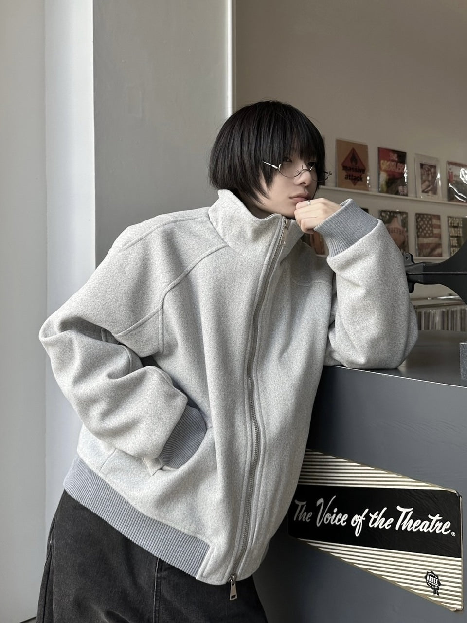 国際配送【LUV CODE】high neck zip up sweat jacket (2color)