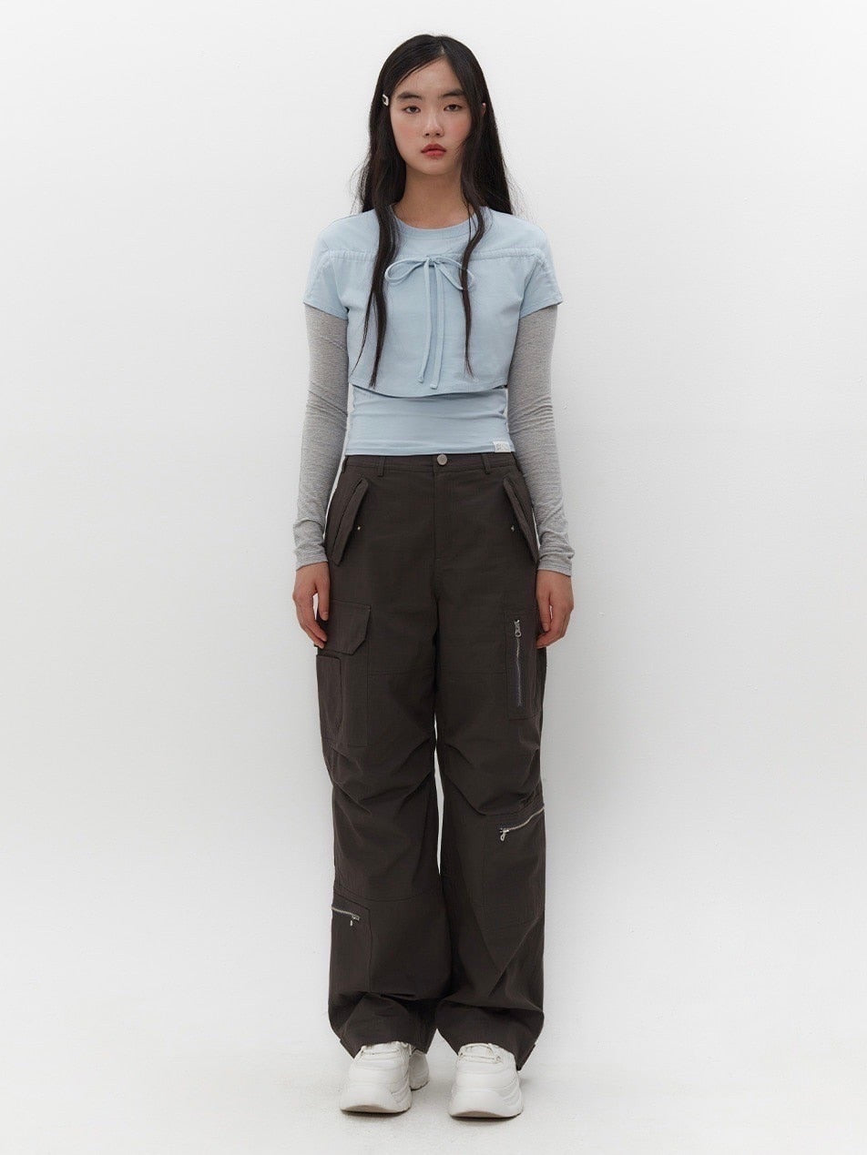 【TUOMIO】STRIPE LAYERED STRAPPY TOP