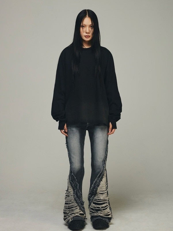 【BLR BLUER】DESTROYED BACK GRADATION WASHING LONG SLEEVE