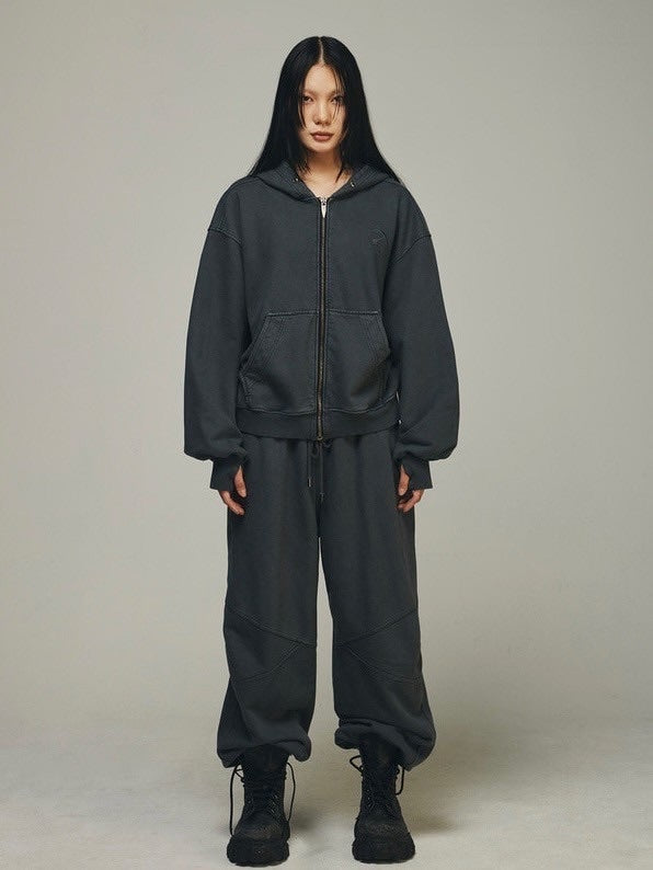 【BLR BLUER】Dyed Circle Logo Over-fit Armor Sweat Pants