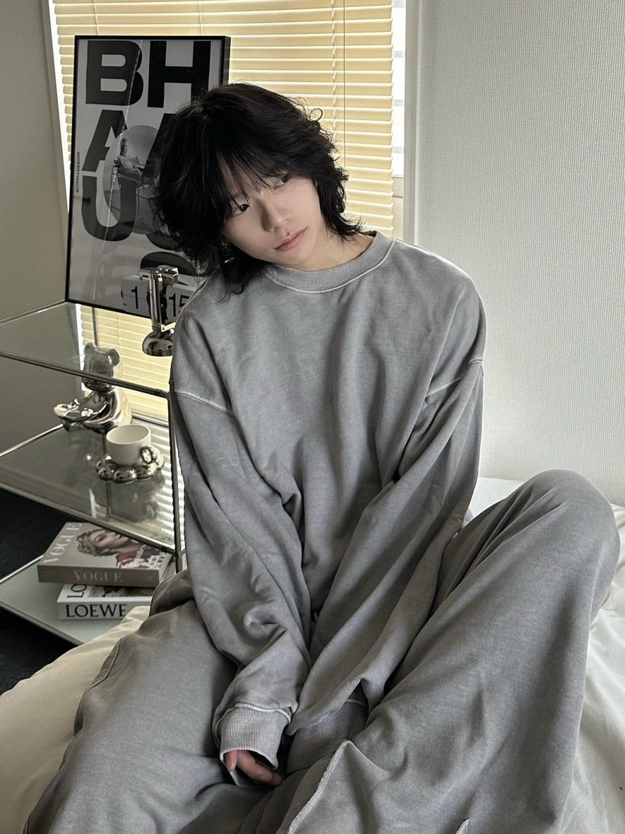 受注制【LUV CODE】pigment sweat shirt (2color)