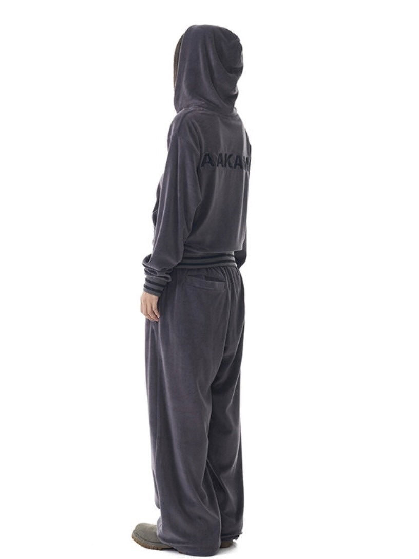 【AAKAM】98 Patch Velour Zip-Up Hoodie