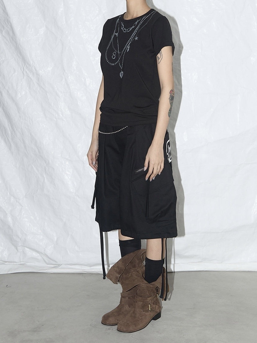 【FANCY CLUB】CARGO LETTERING BERMUDA PANTS