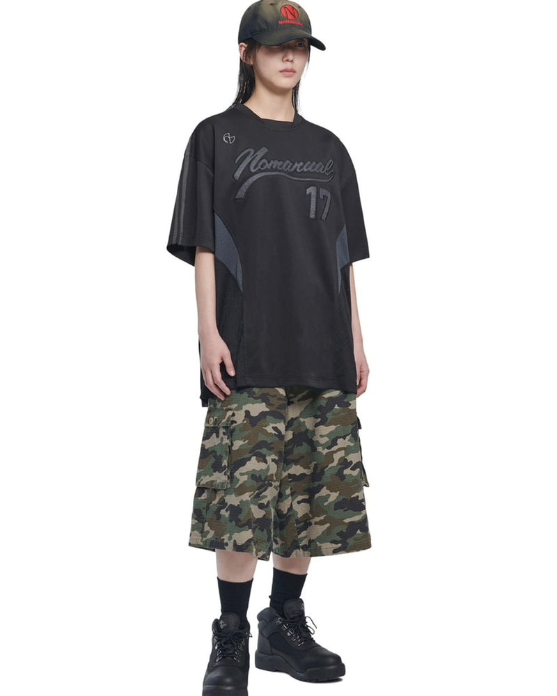 【NOMANUAL】SWEEP BASEBALL JERSEY / 【ノーマニュアル】ベースボールジャージロゴ半袖Tシャツ