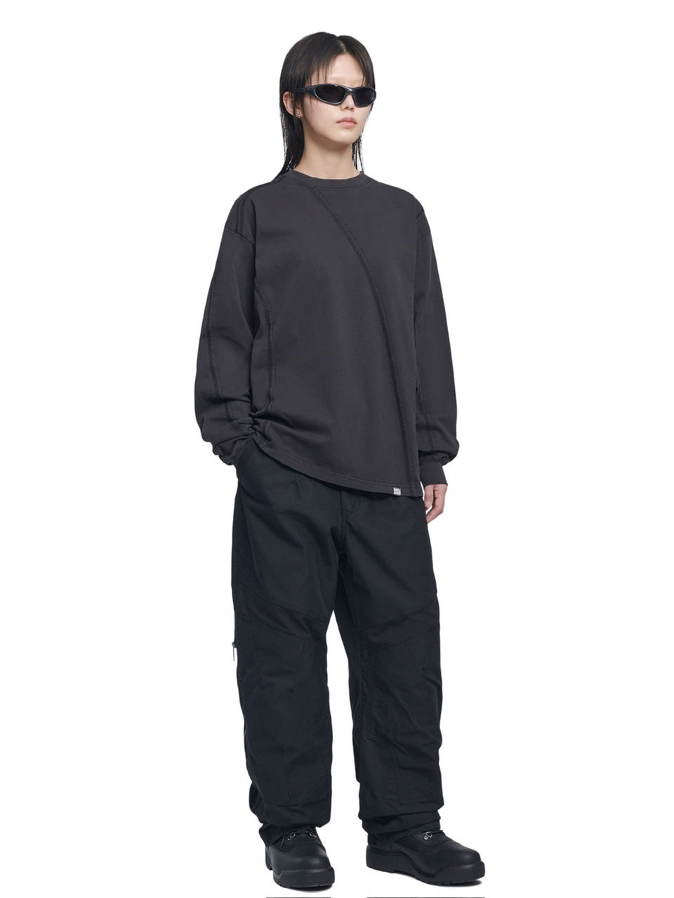 【NOMANUAL】OVERDYED CUTTING LONG SLEEVE TEE