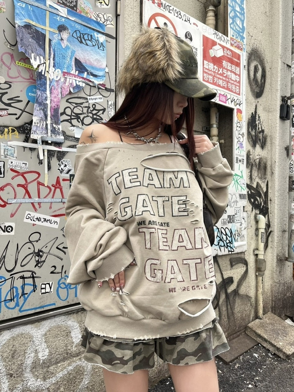 受注制【Never mind the XU】camouflage frill mini skirt