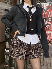 受注制【Never mind the XU】leopard frill mini skirt (2color)
