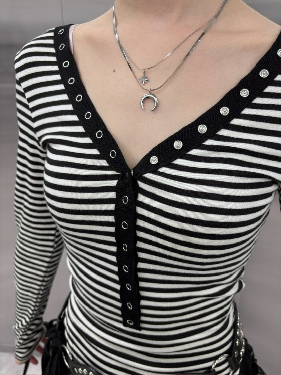 受注制【nmtc +】border snap long sleeve (2color)