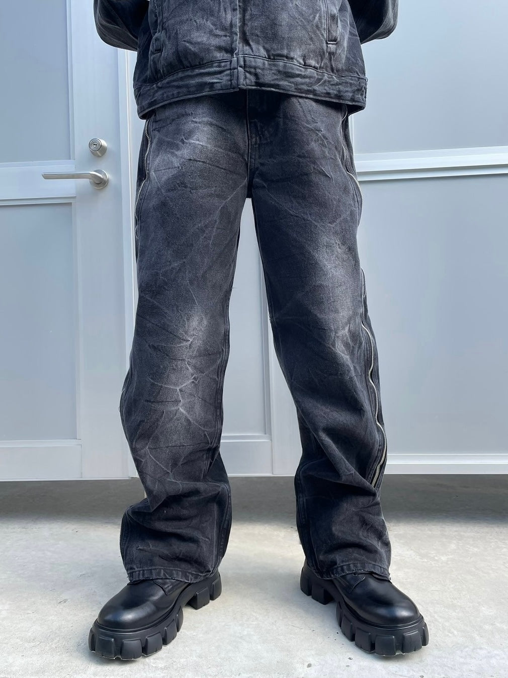 受注制【nmtc +】side zip denim pants