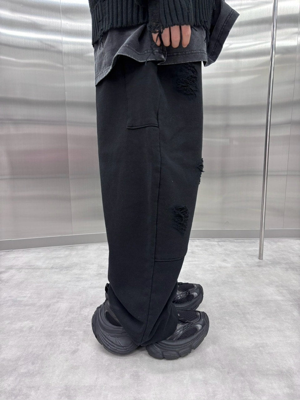 受注制【nmtc +】double knee damage sweat pants (2color)