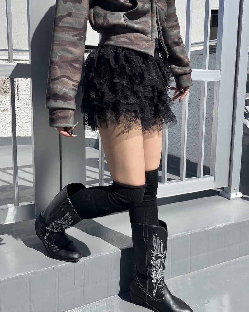 受注制【Never mind the XU】cancan lace mini skirt (2color)