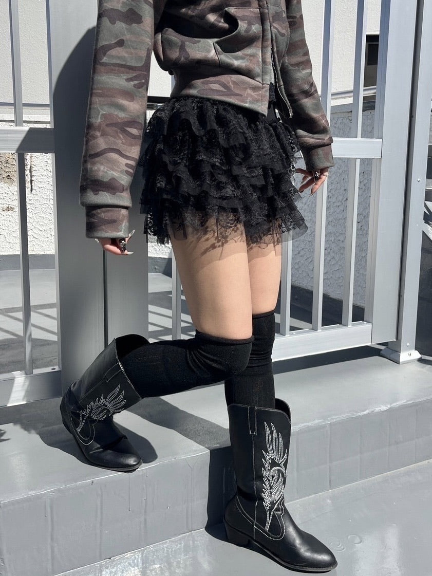 受注制【Never mind the XU】cancan lace mini skirt (2color)