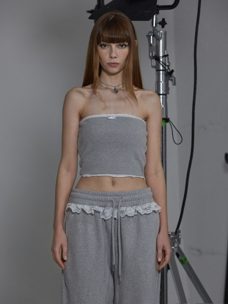 【GATELESS】RABBIT FRILL RIBBON TUBE TOPS