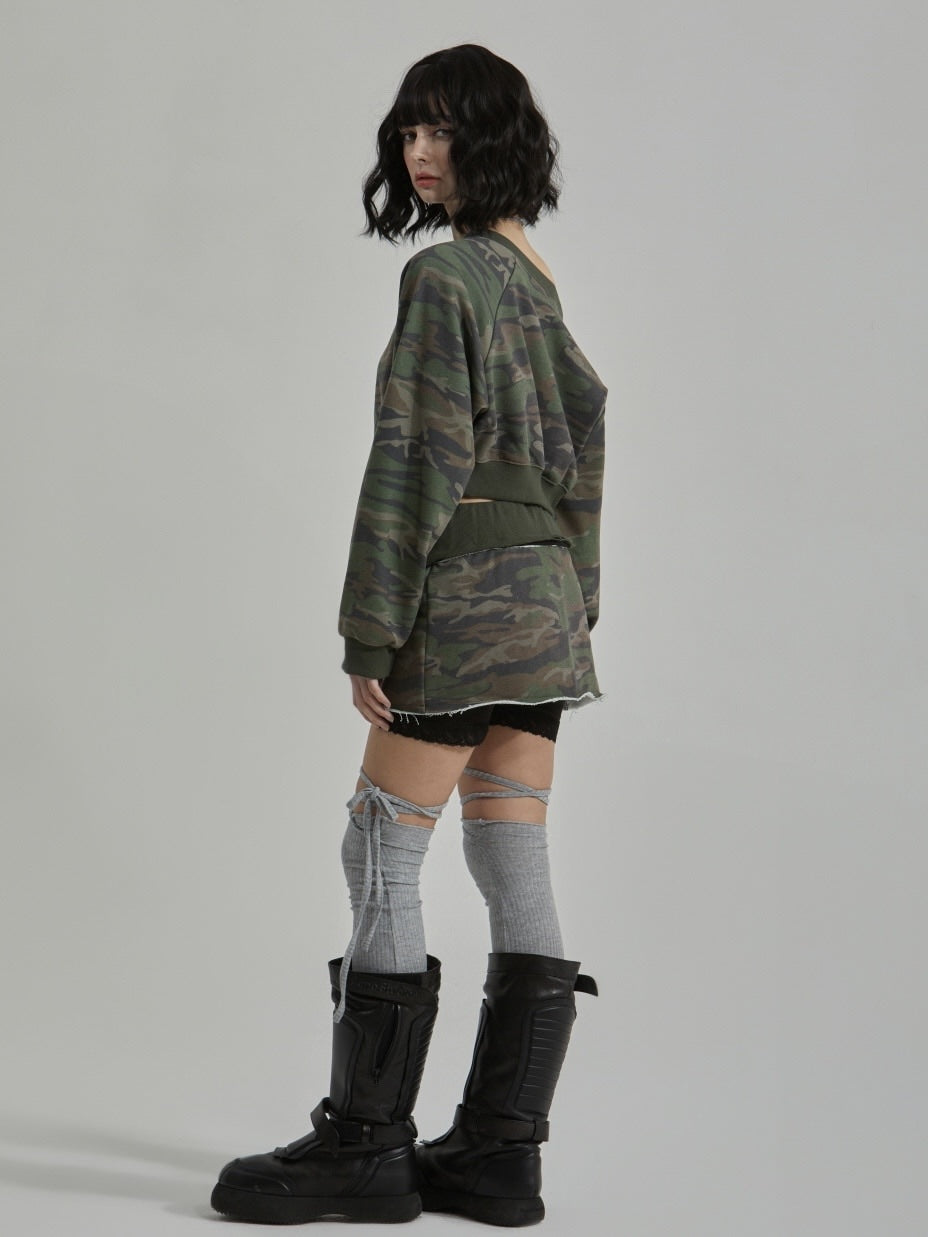【GATELESS】CAMOUFLAGE MINI SKIRT PANTS