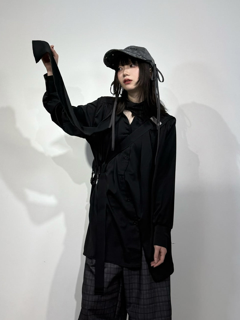 国際配送【Nerd out XU】satin tie shirt (2color)