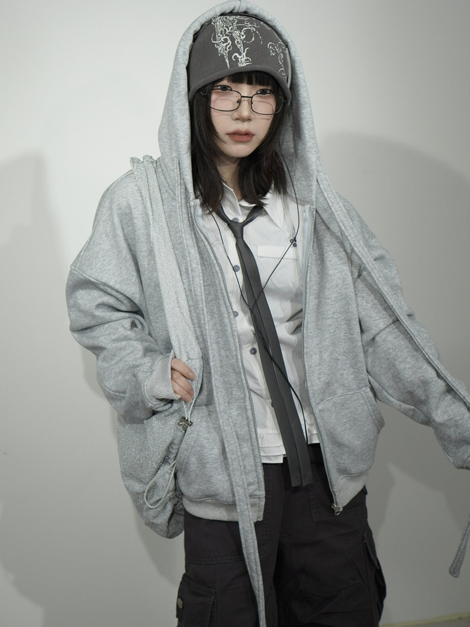 国際配送【Nerd out XU】black frame square glasses / 【ナードアウトエックスユー】ブラックフレームスクエアレンズメガネ