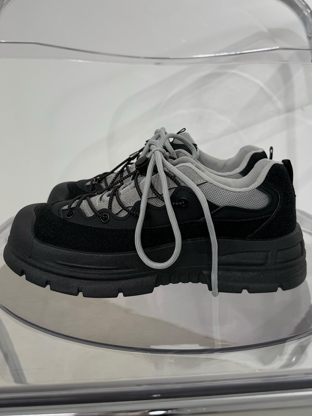 国際配送【Nerd out XU】draw code canvas sneaker / 【ナードアウトエックスユー】ドローコードキャンバスボリュームスニーカー