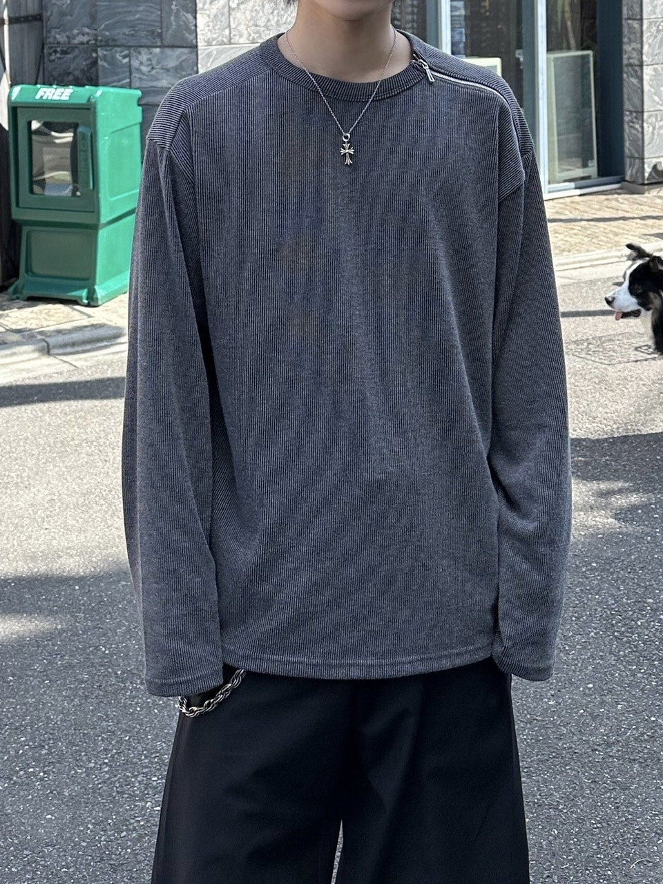 大阪店WEB限定【Chikashitsu +】shoulder zip long sleeve (2color