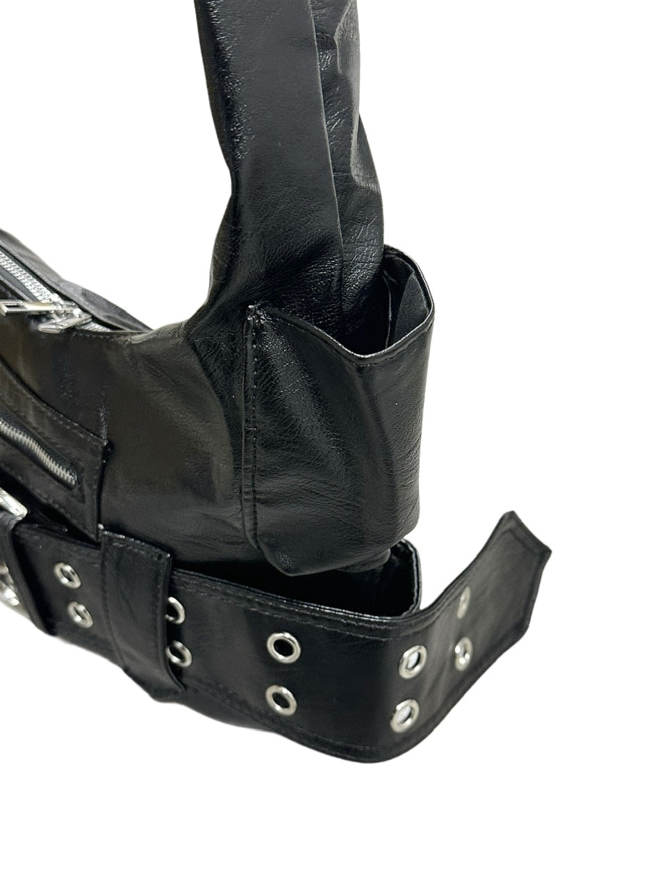 受注制【Never mind the XU】leather eyelet belt bag / 【ネバーマインド ザ エックスユー】レザーアイレットベルトショルダーバッグ