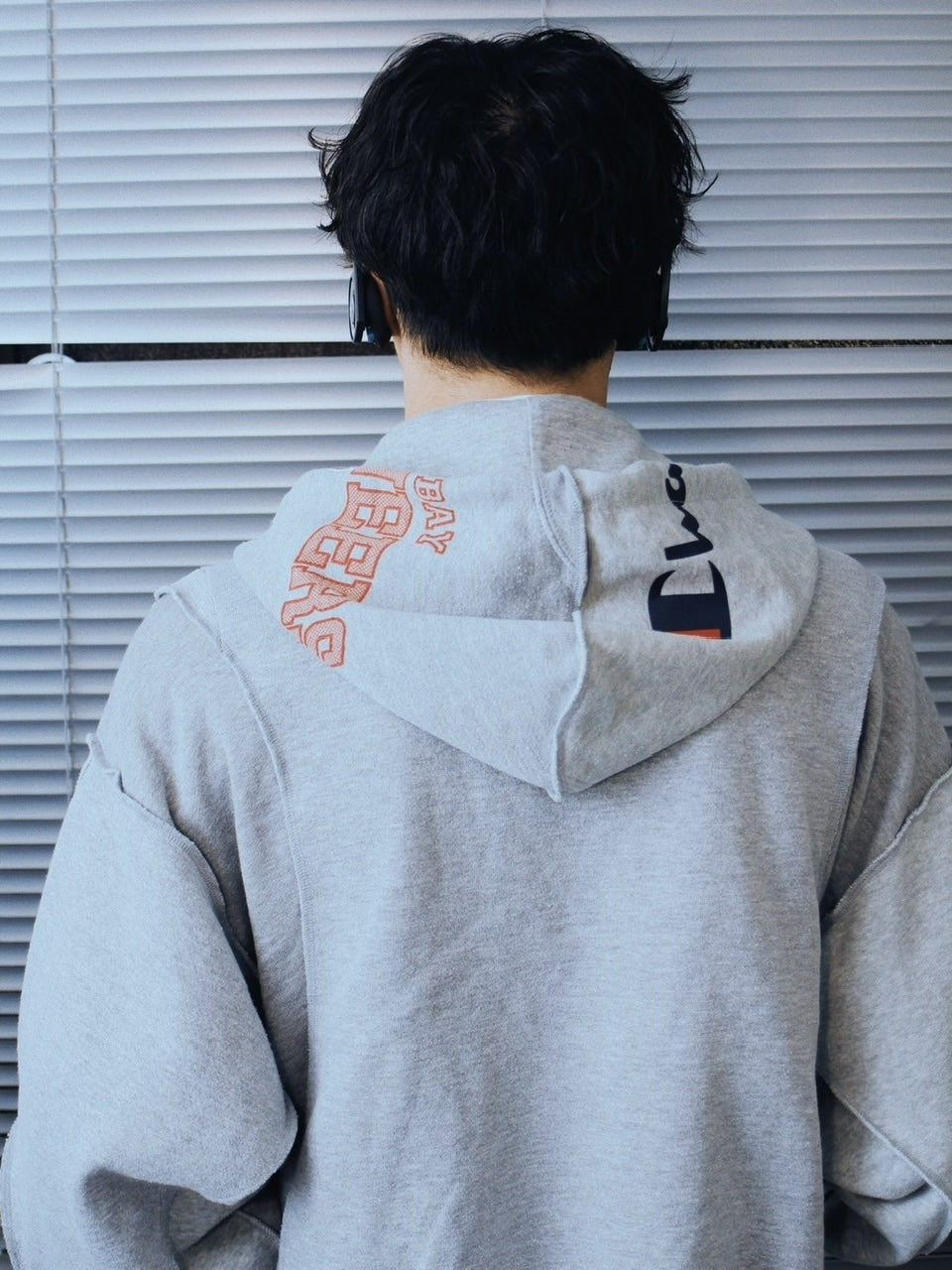 【Re +】double zip cutting switch hoodie (gray)