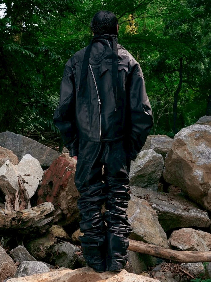 【SURGERY】surgery long length double jeans (coated black)