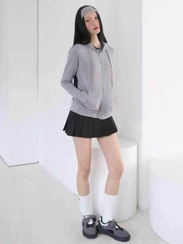 【Uglyshadow】US STRIPED HOOD ZIP UP