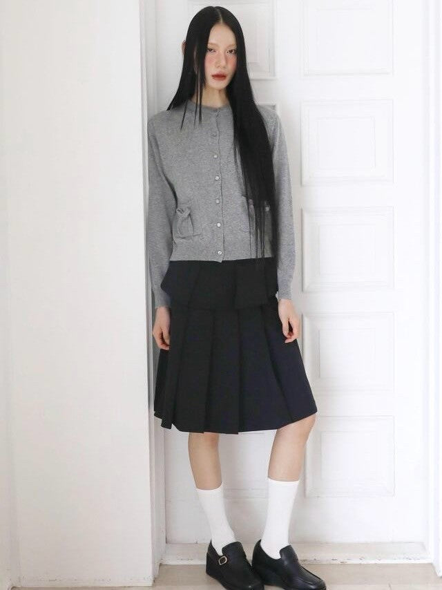 【Uglyshadow】KNIT RIBBON CARDIGAN